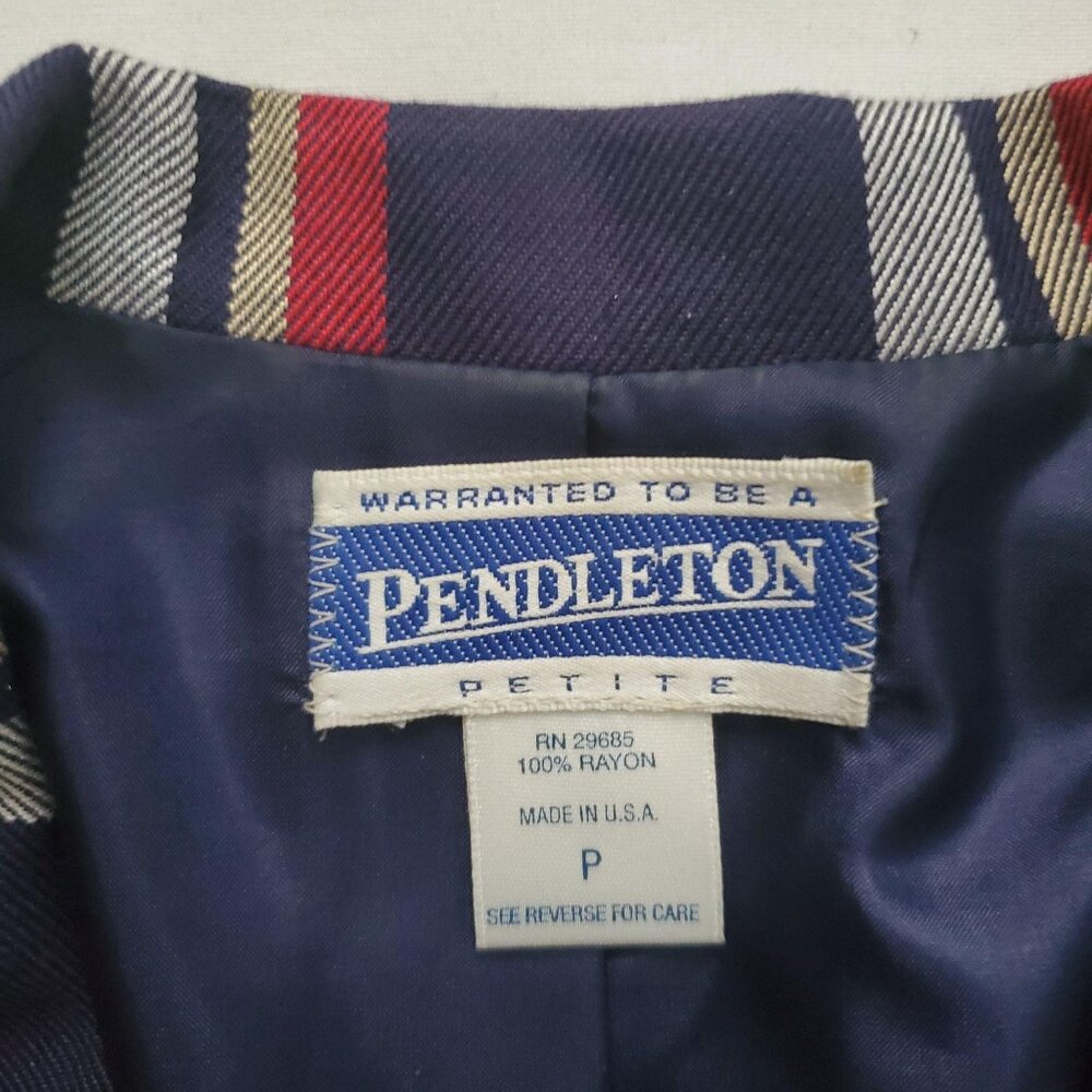 Pendleton Women's Vintage Red Blue Tartan Plaid Blazer Jacket Top Size Petite - Picture 8 of 12